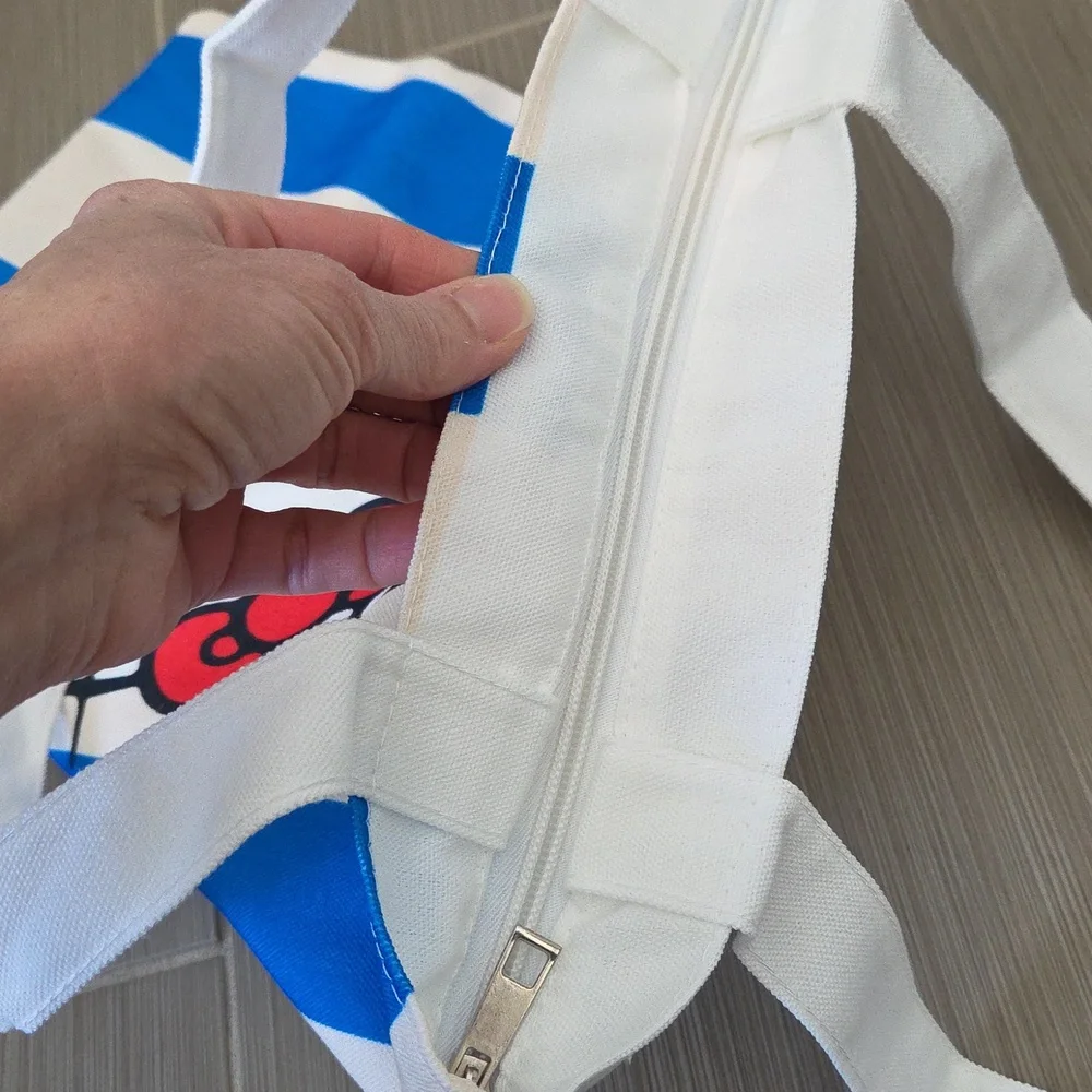 Hello Kitty Reusable Canvas Tote Blu Striped